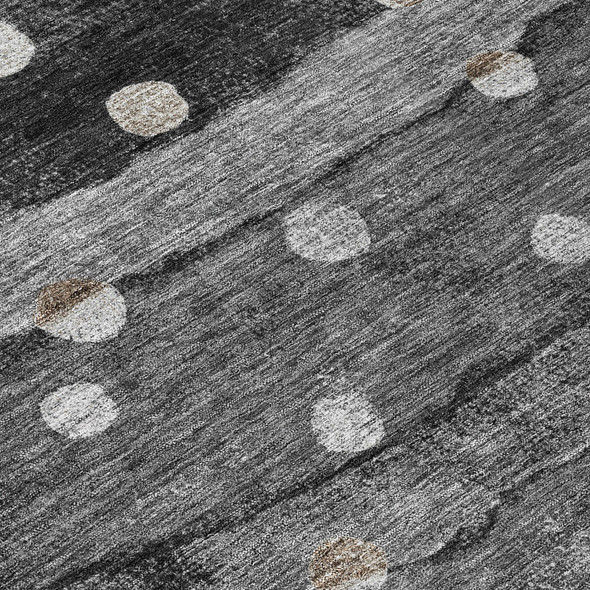 5' X 8' Black And Navy Blue Striped Washable Indoor Outdoor Area Rug
