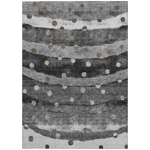 8' X 10' Black And Navy Blue Striped Washable Indoor Outdoor Area Rug