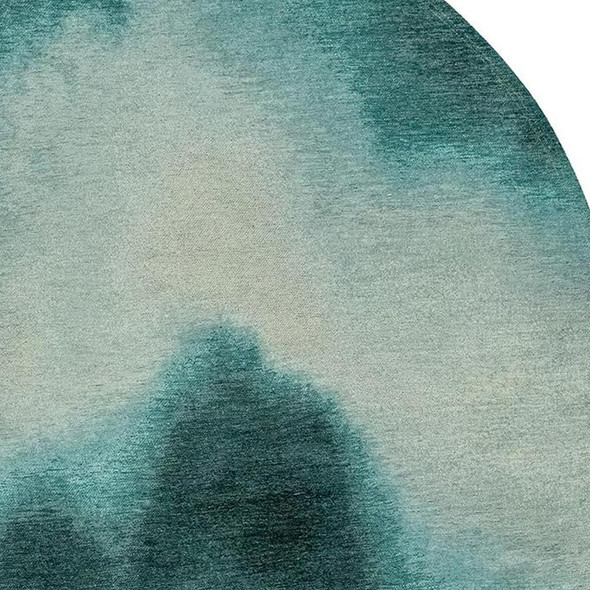 6' X 8' Blue And White Abstract Washable Area Rug With UV Protection