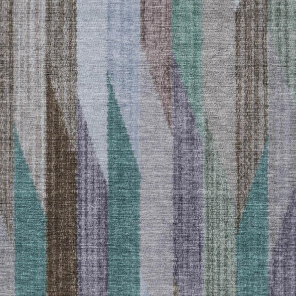 10' X 14' Brown And Gray Striped Washable Indoor Outdoor Area Rug