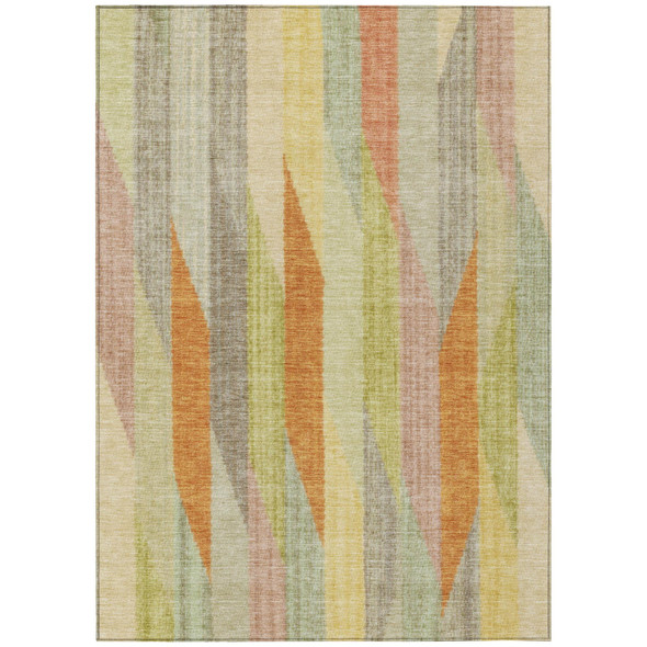 3' X 5' Gold And Wheat Striped Washable Indoor Outdoor Area Rug