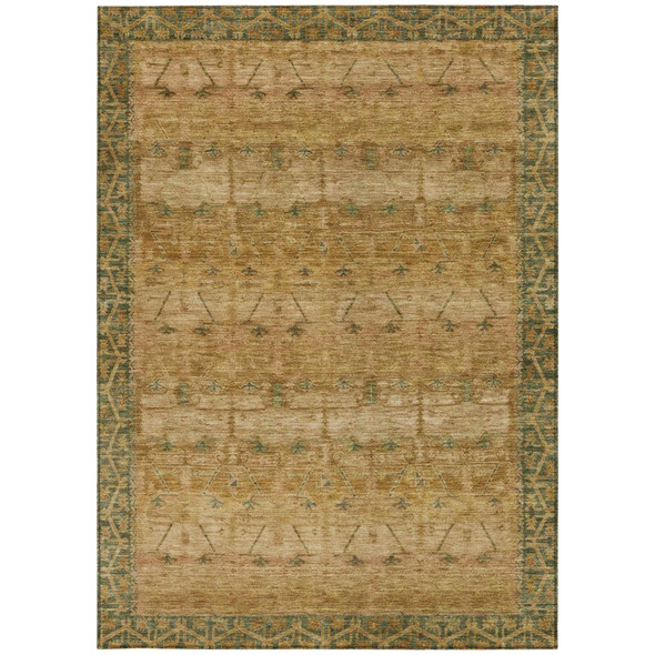 5' X 8' Copper And Orange Tribal Washable Indoor Outdoor Area Rug