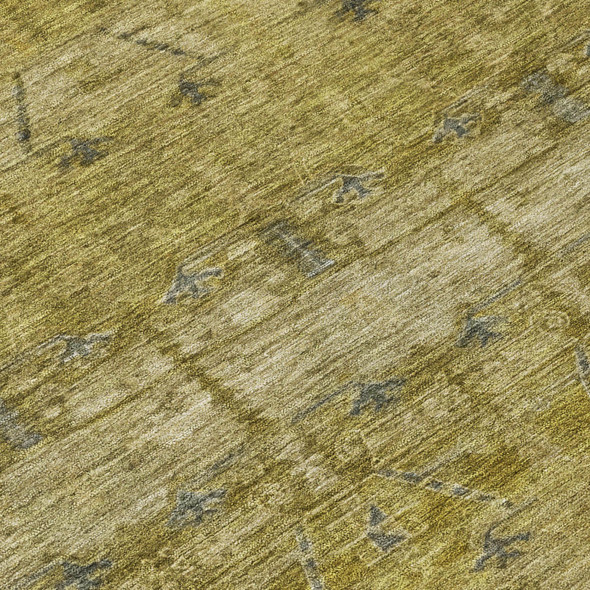 3' X 5' Gold And Brown Tribal Washable Indoor Outdoor Area Rug