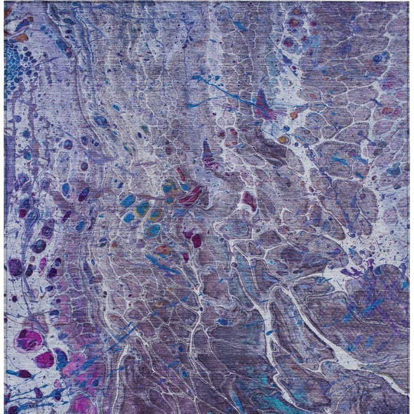 10' X 14' Plum And Purple Abstract Washable Indoor Outdoor Area Rug