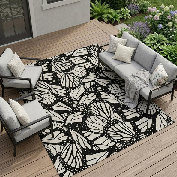 8' X 10' Linen And Ivory Animal Print Washable Indoor Outdoor Area Rug