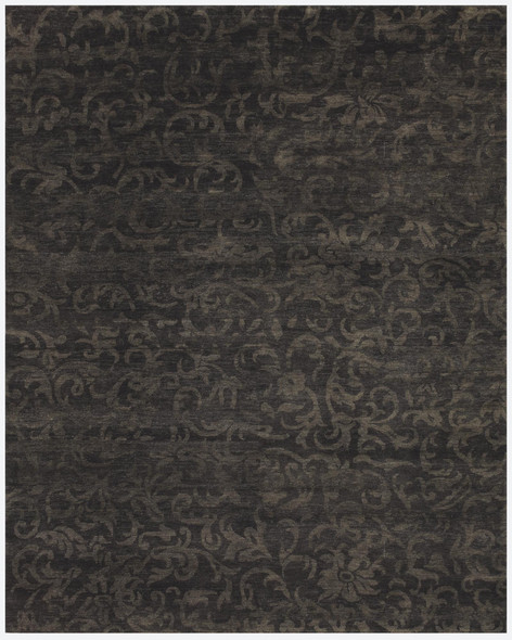4' X 6' Brown And Black Wool Floral Hand Knotted Area Rug