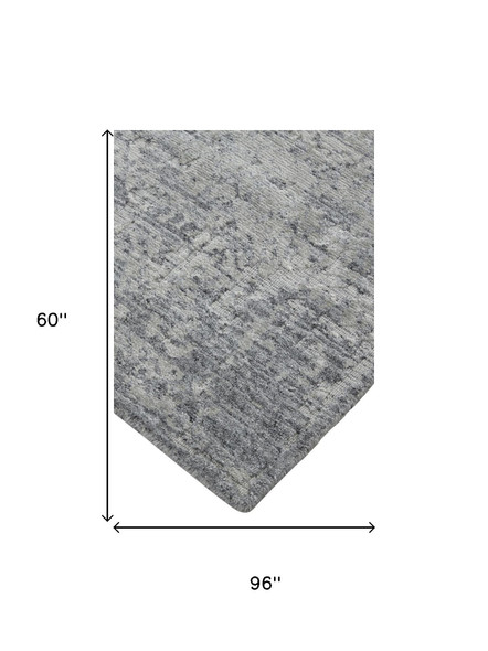 5' X 8' Silver And Gray Abstract Hand Woven Area Rug
