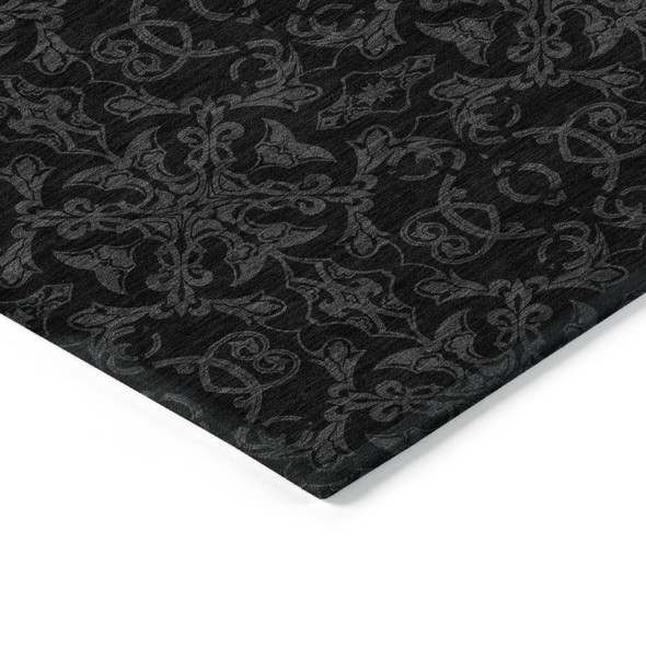 8' X 10' Gray And Charcoal Medallion Washable Indoor Outdoor Area Rug