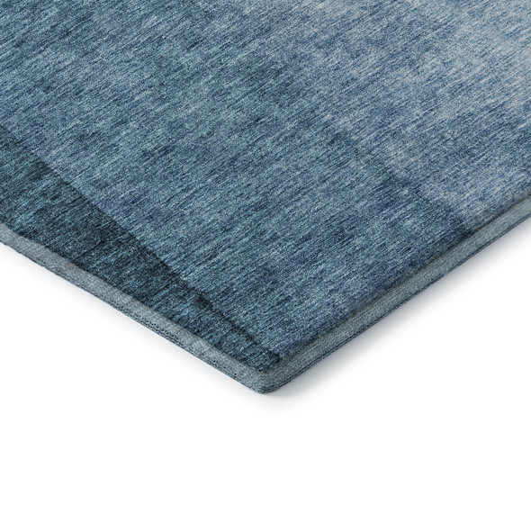 8' X 10' Blue And Ivory Ombre Washable Area Rug With UV Protection