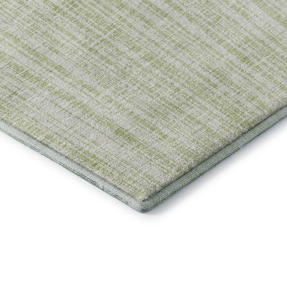 8' X 10' Mint Green And Ivory Striped Washable Area Rug With UV Protection