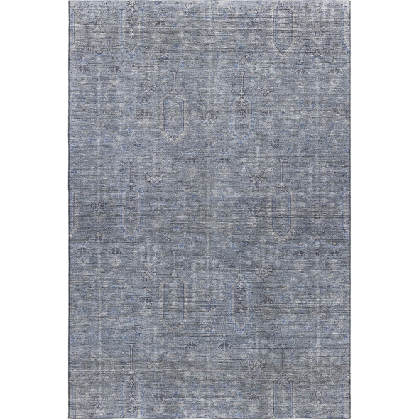 9' X 12' Blue And Gray Southwestern Washable Area Rug With UV Protection