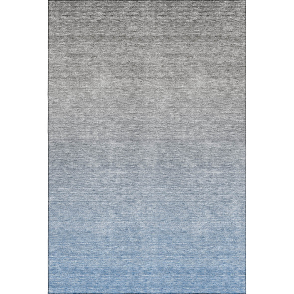 9' X 12' Blue And Gray Ombre Washable Area Rug With UV Protection