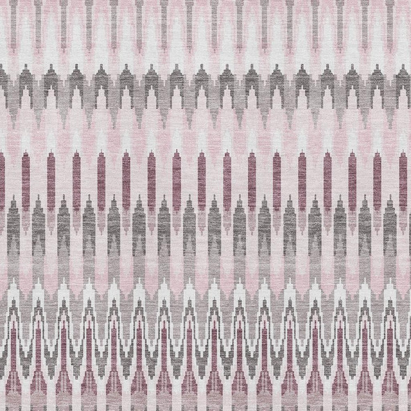 5' X 8' Pink Ivory And Gray Southwestern Washable Area Rug With UV Protection