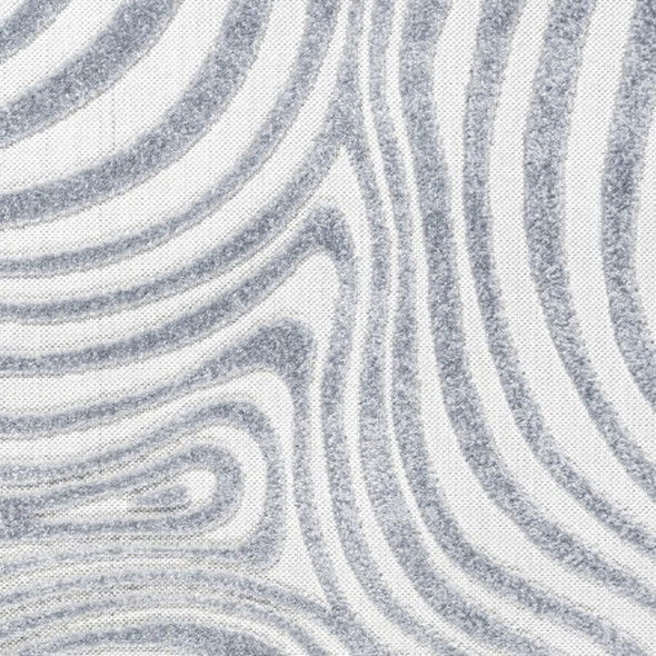 7' Light Blue And Ivory Square Abstract Indoor Outdoor Area Rug