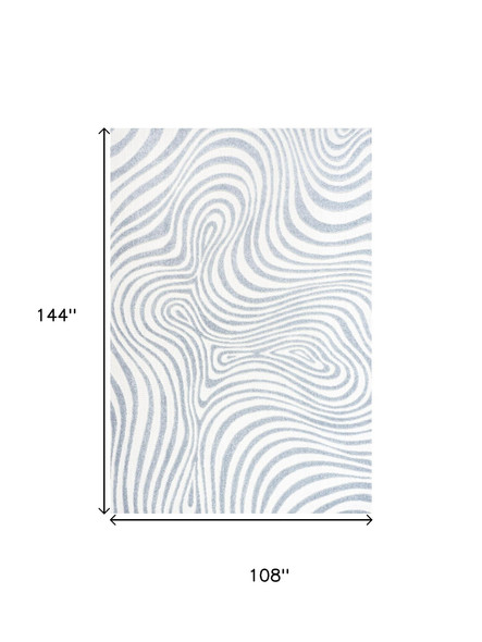 9' X 12' Light Blue And Ivory Abstract Indoor Outdoor Area Rug