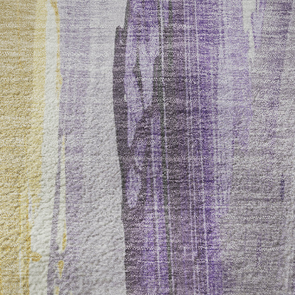 9' X 12' Purple And Gold Abstract Washable Area Rug With UV Protection