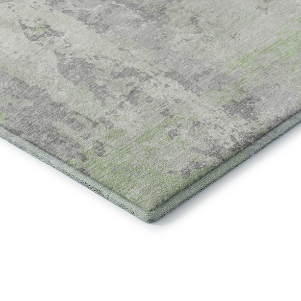 3' X 5' Artichoke Green And Ivory Abstract Washable Area Rug With UV Protection