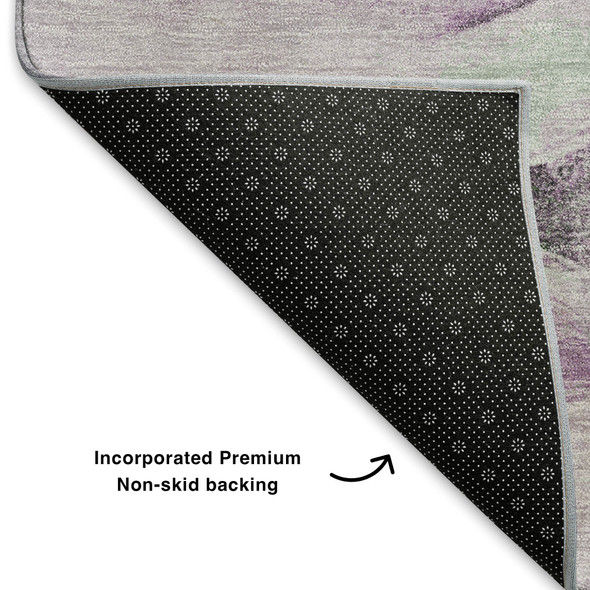 8' X 10' Sage And Lavender Abstract Washable Area Rug With UV Protection