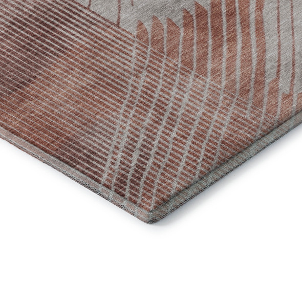 8' X 10' Salmon And Beige Geometric Washable Area Rug With UV Protection