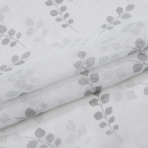 72" White And Silver Floral Shower Curtain