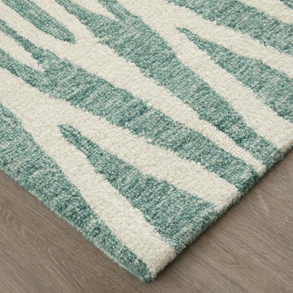 10' X 14' Blue And White Wool Chevron Hand Tufted Area Rug