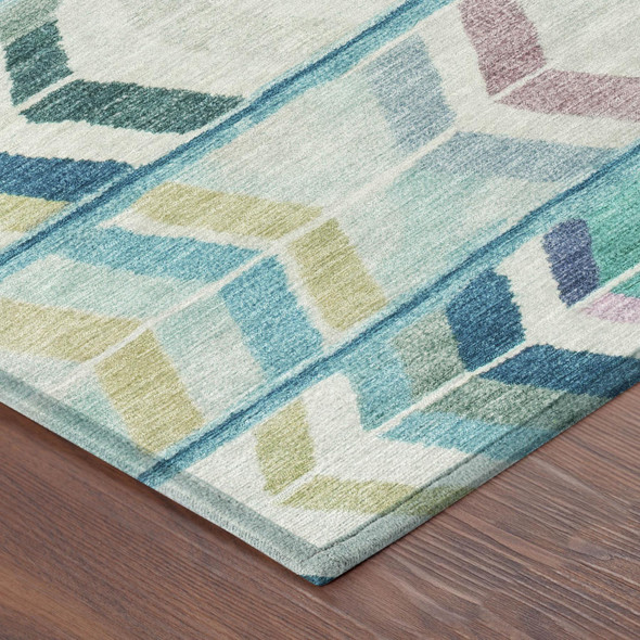 3' X 5' Teal Blue And Turquoise Tribal Washable Indoor Outdoor Area Rug