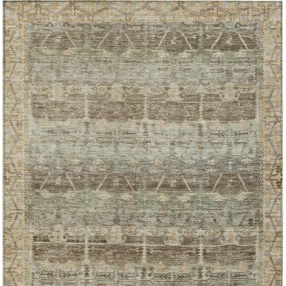 9' X 12' Chocolate And Brown Tribal Washable Indoor Outdoor Area Rug