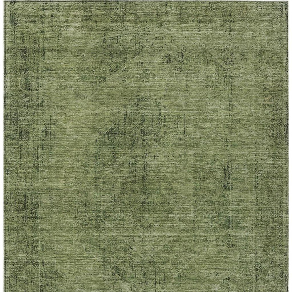 10' X 14' Olive Green And Green Oriental Washable Indoor Outdoor Area Rug