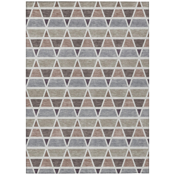 8' X 10' Taupe And Brown Geometric Washable Indoor Outdoor Area Rug