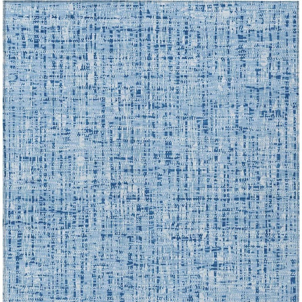 8' X 10' Blue And Denim Blue Abstract Washable Indoor Outdoor Area Rug