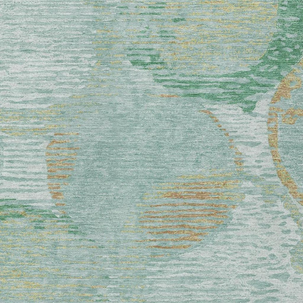 10' X 14' Teal Blue And Blue Geometric Washable Indoor Outdoor Area Rug
