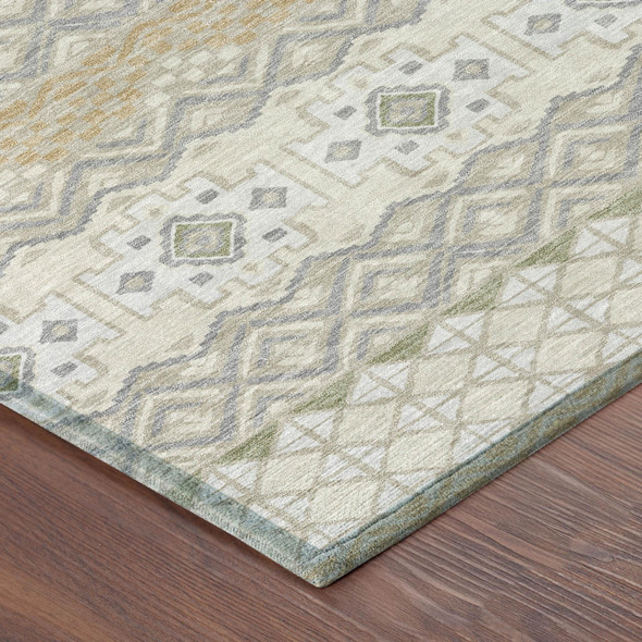 8' X 10' Beige And Brown Striped Washable Indoor Outdoor Area Rug