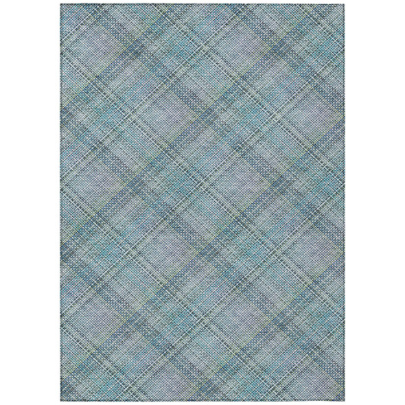 3' X 5' Sky Blue And Blue Plaid Washable Indoor Outdoor Area Rug