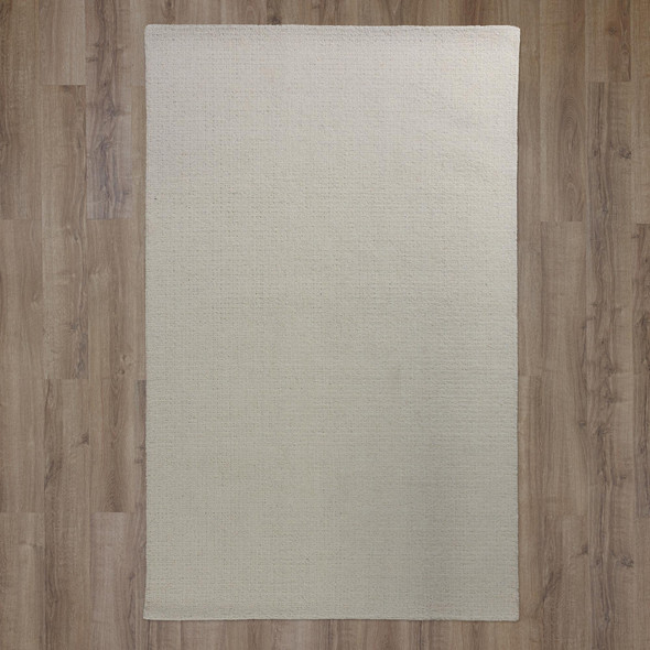 9' X 12' Ivory And White Wool Hand Tufted Area Rug