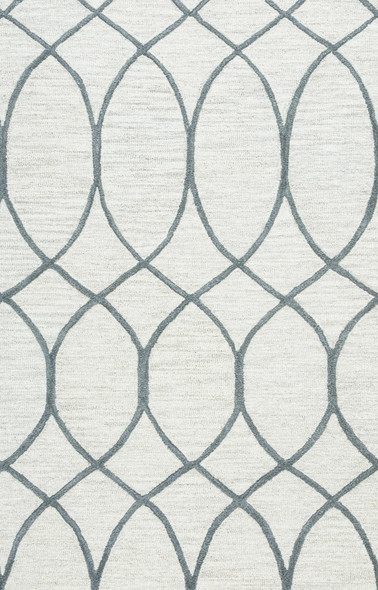 8' X 10' Ivory And Gray Wool Trellis Hand Tufted Area Rug