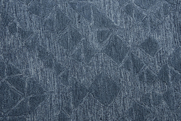 8' X 10' Blue And Dark Blue Wool Geometric Hand Tufted Area Rug