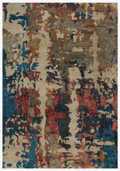 5' X 8' Teal Rust And Beige Abstract Hand Tufted Area Rug