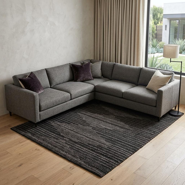 9' X 12' Charcoal And Gray Geometric Hand Woven Area Rug With UV Protection