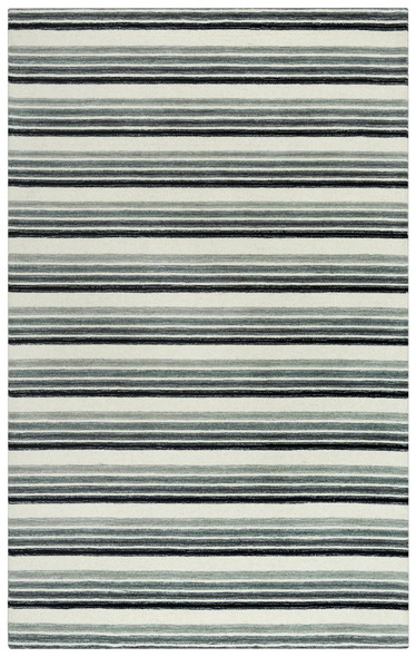 5' X 8' Gray Ivory And Charcoal Wool Striped Hand Tufted Area Rug