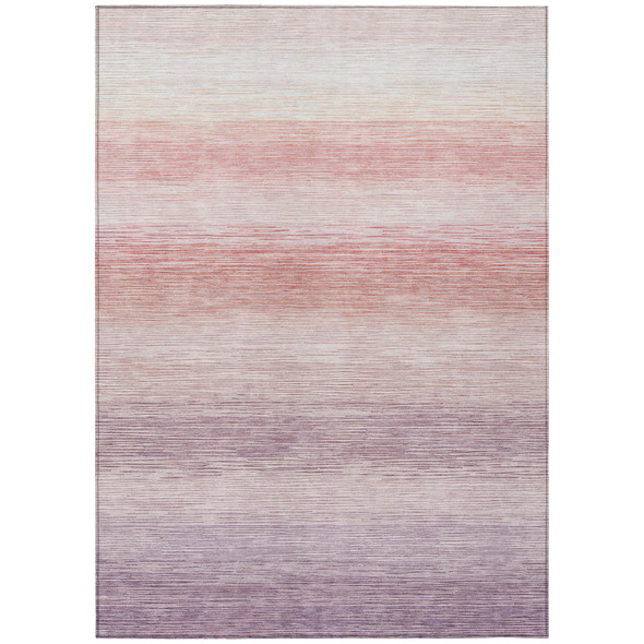 8' X 10' Plum And Purple Striped Washable Indoor Outdoor Area Rug