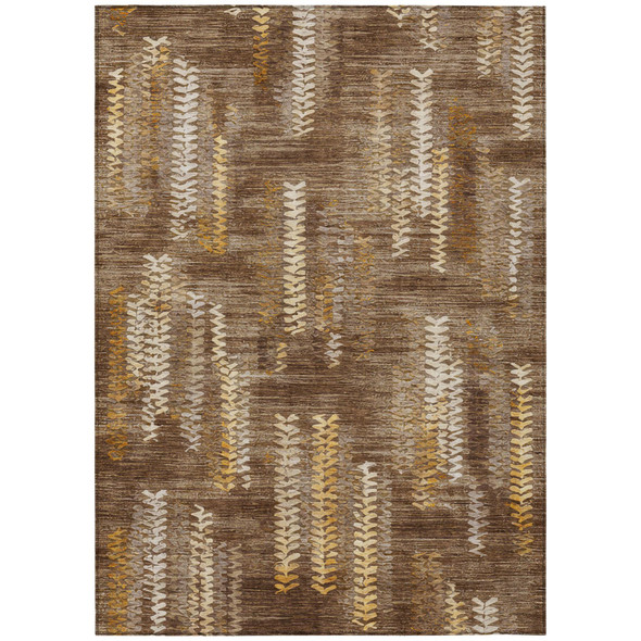 3' X 5' Chocolate And Brown Striped Washable Indoor Outdoor Area Rug