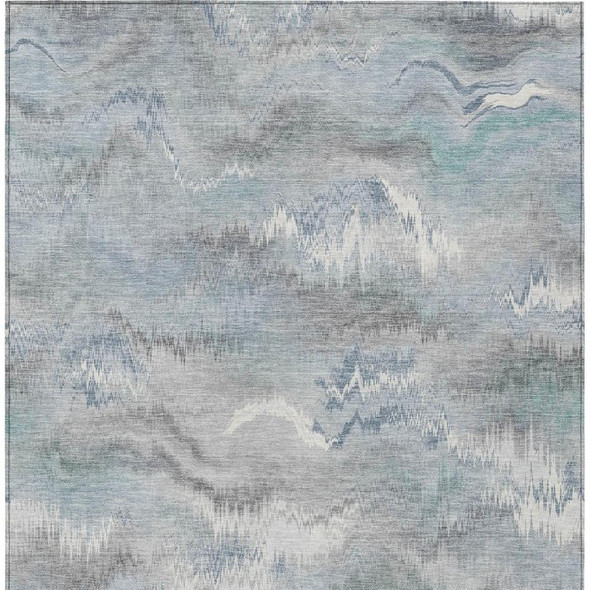 5' X 8' Pewter And Gray Abstract Washable Indoor Outdoor Area Rug