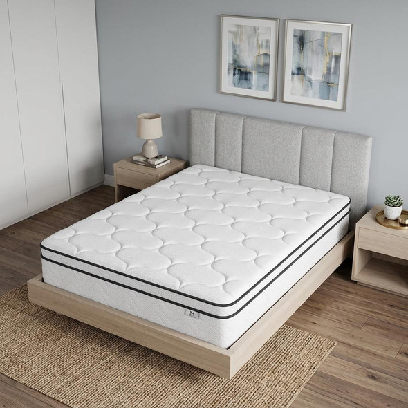 12" Queen Gel Memory Foam Medium Chevron Hybrid Mattress