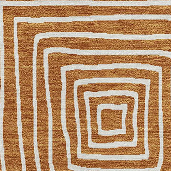 9' X 12' Copper And Ivory Geometric Washable Indoor Outdoor Area Rug