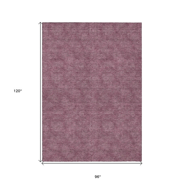 8' X 10' Eggplant And Ivory Geometric Washable Indoor Outdoor Area Rug
