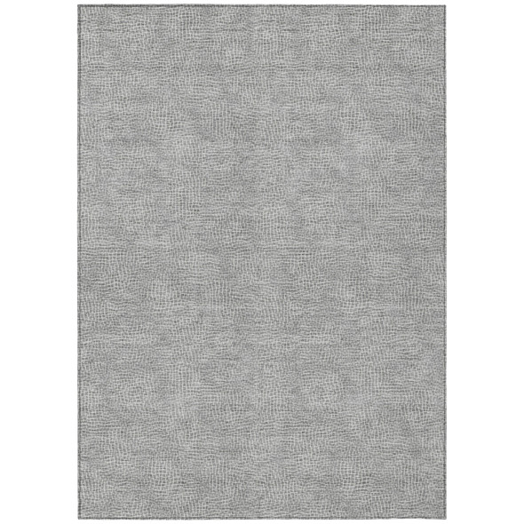 3' X 5' Gray And Ivory Geometric Washable Indoor Outdoor Area Rug
