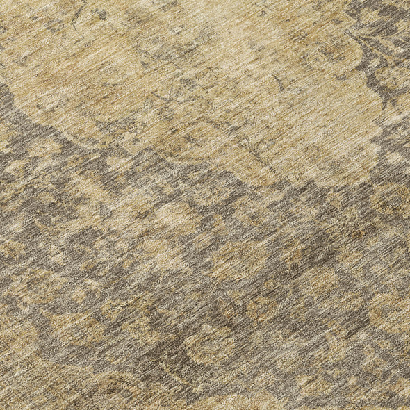 3' X 5' Brown And Beige Medallion Washable Indoor Outdoor Area Rug