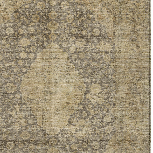 5' X 8' Brown And Beige Medallion Washable Indoor Outdoor Area Rug