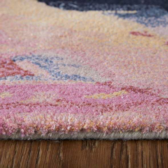 4' X 6' Pink Blue And Ivory Abstract Hand Tufted Area Rug