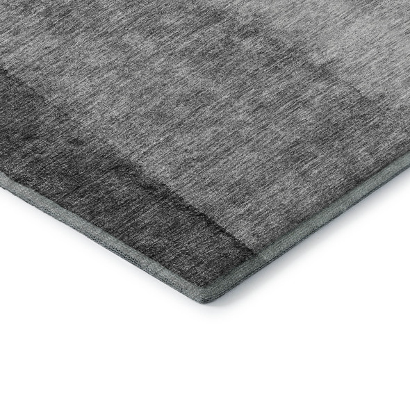 9' X 12' Gray And Silver Ombre Washable Area Rug With UV Protection